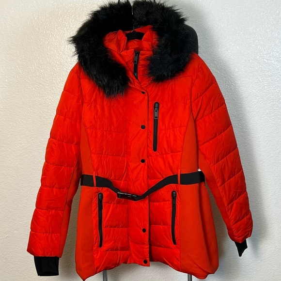 Xersion Women’s Red Belted Puffer Jacket Size XL - Picture 1 of 12